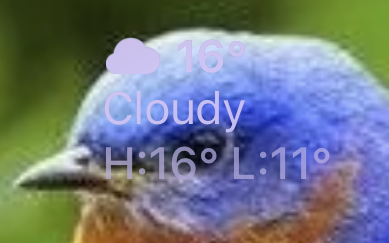 Closeup view of weather widget information
