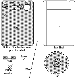 There are 8 pieces of a disassembled Fidelipac 300 cart, though only 7 are illustrated