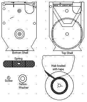 There are 7 to 8 pieces of a disassembled Tapex cart, depending whether or not it has pads