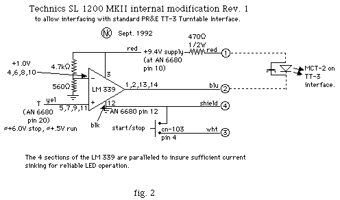 fig. 2 revised SL1200MKII logic interface schematic
