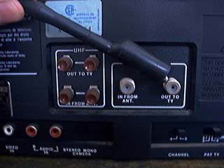 One probe on F connector exterior.
