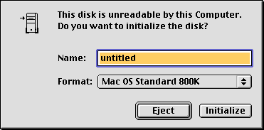 This disk is unreadable by this Computer. Do you want to initialize the disk?